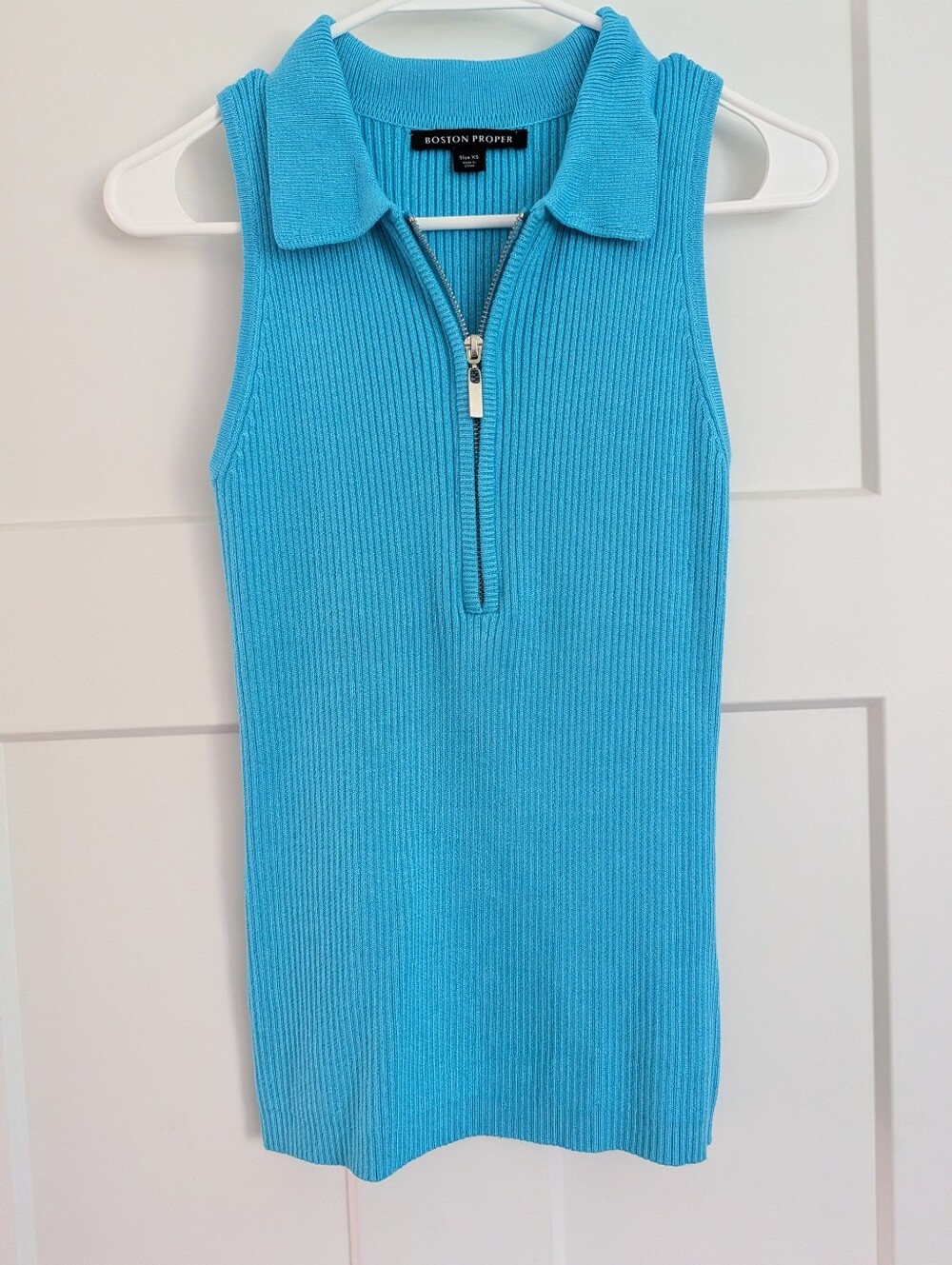 EUC Boston Proper Sleeveless Zip Polo Tank - Bright Aqua Size XS